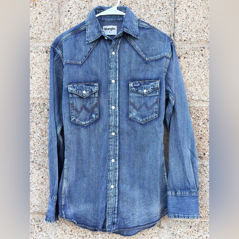 Wrangler Western Slim Fit Shirt Antique Denim — Small